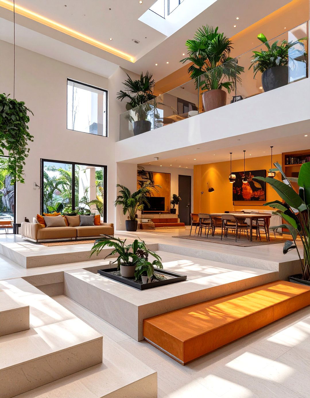 Sunken Living Room with Tiered Levels - 30 sunken living room ideas