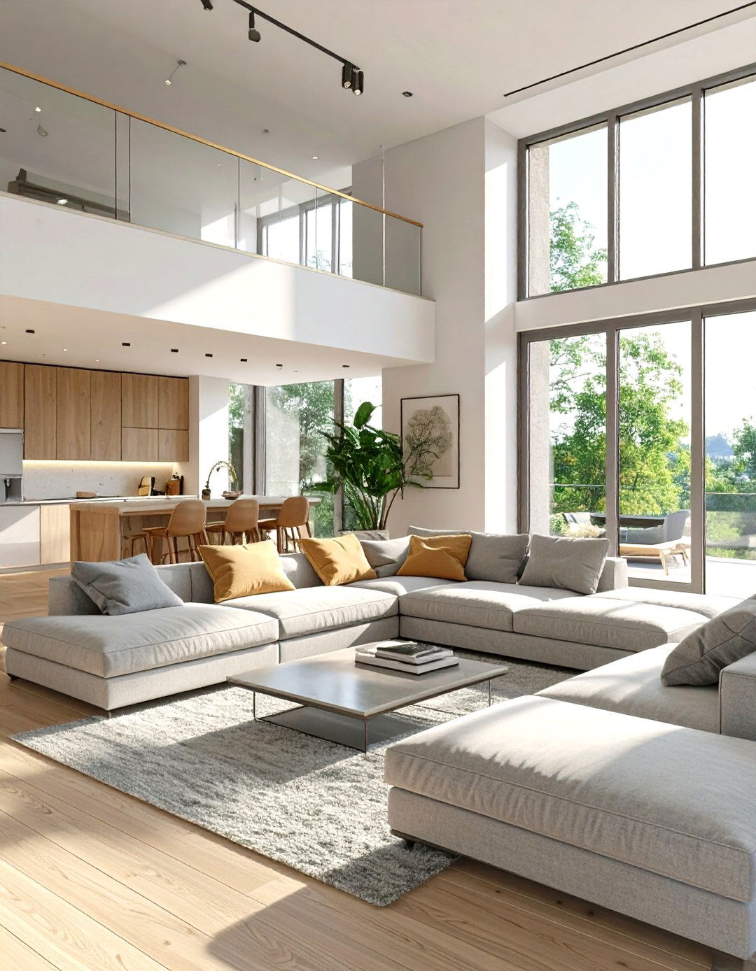Sunken Living Room with a Low Profile Modular Sofa - 30 sunken living room ideas