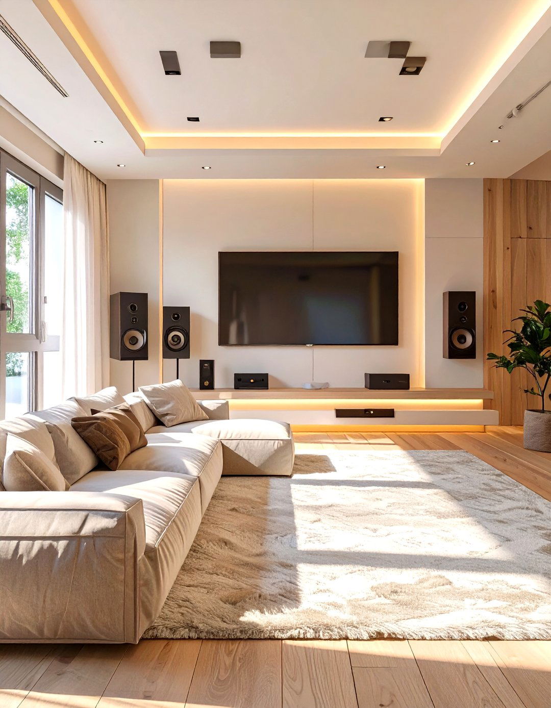 Sunken Living Room with an Integrated Sound System - 30 sunken living room ideas