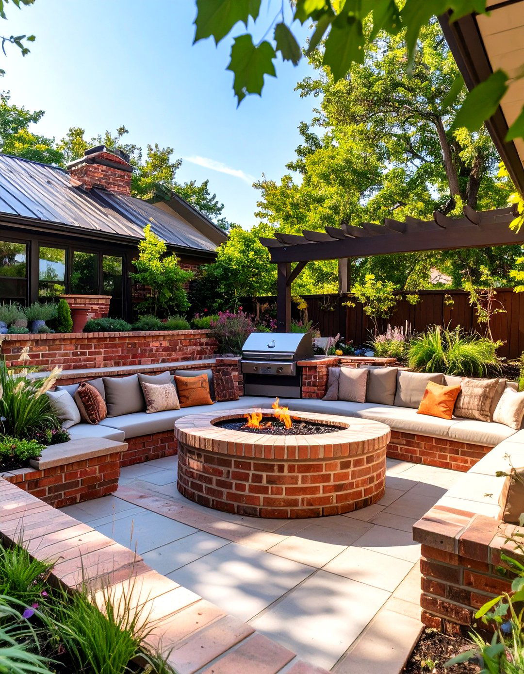 Sunken Outdoor Brick BBQ Pit - 30 outdoor brick bbq designs pictures