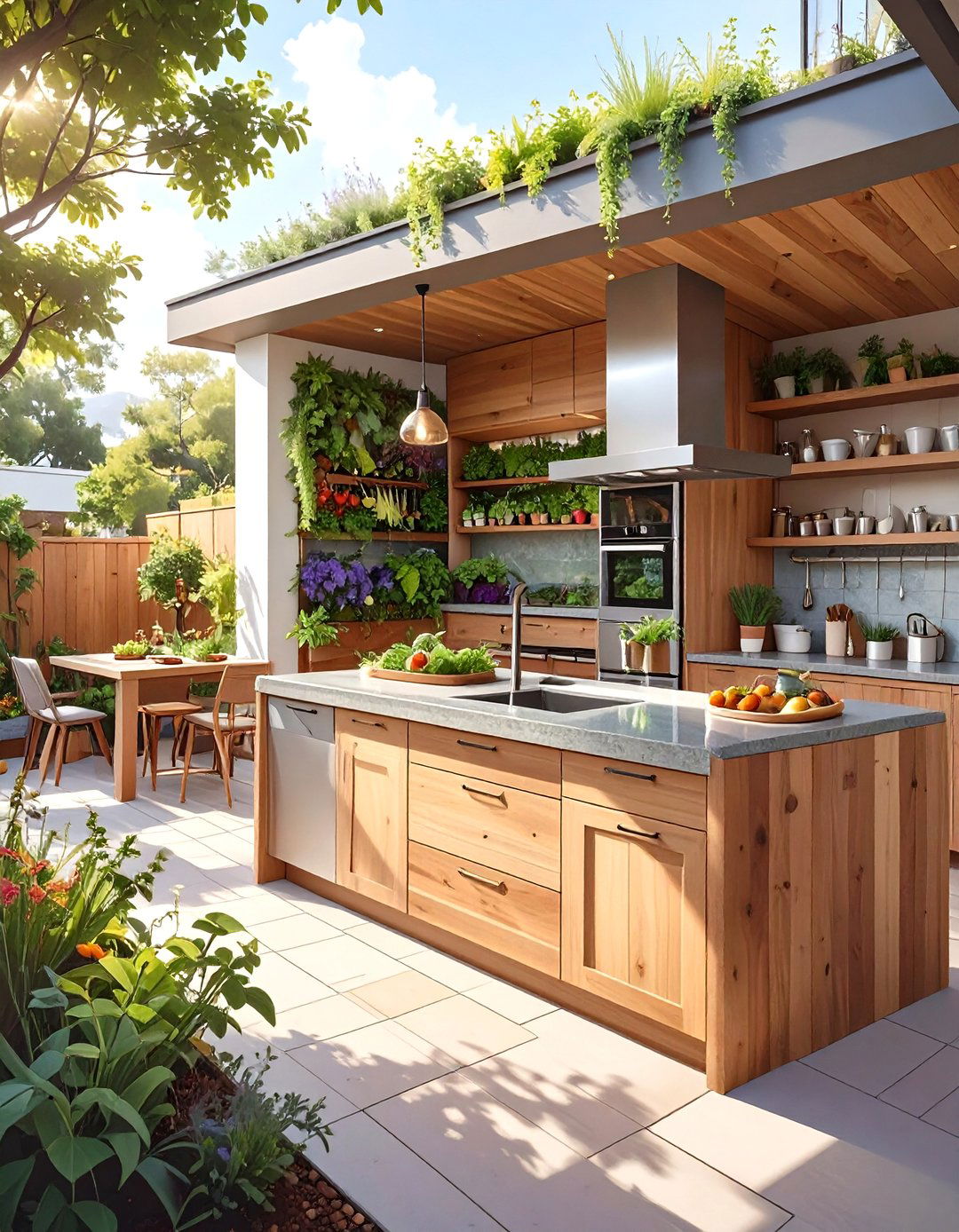 Sunken Outdoor Kitchen and Lounge - 30 outdoor kitchen designs
