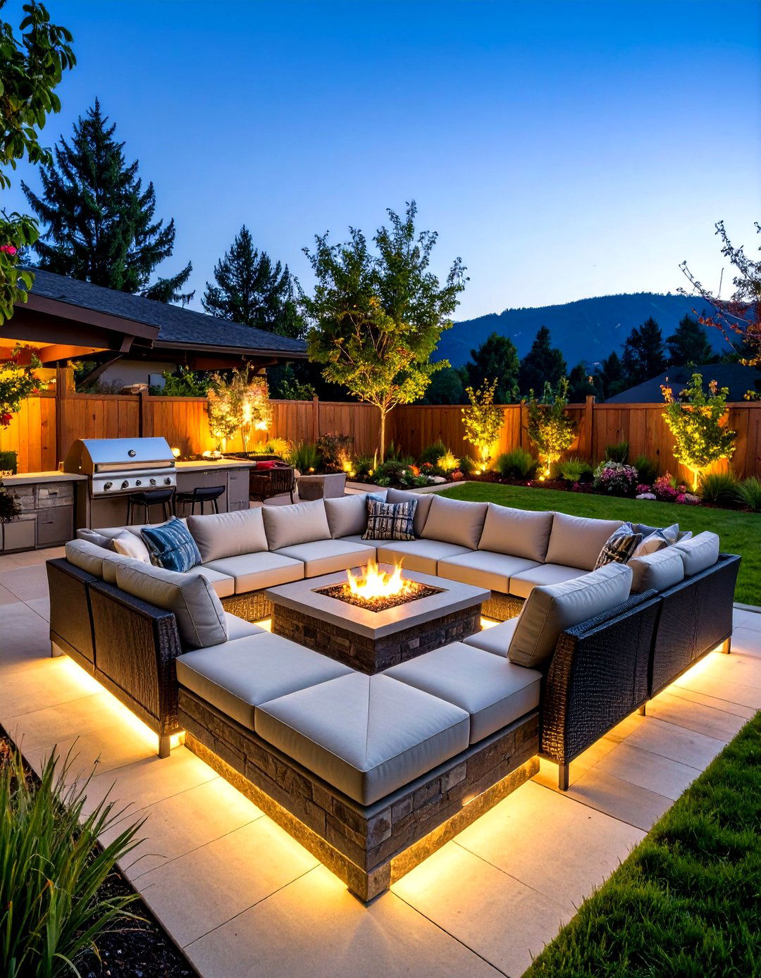 Sunken Patio Grill Pit Conversation Area - 30 patio grill ideas