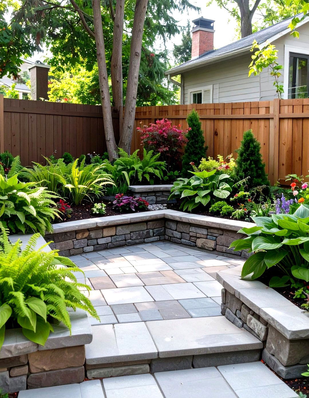 Sunken Paver Patio - 30 small paver patio ideas