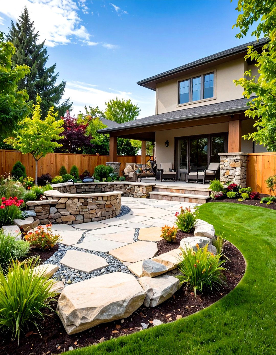 Sunken Rock Patio Design - 30 rock patio ideas