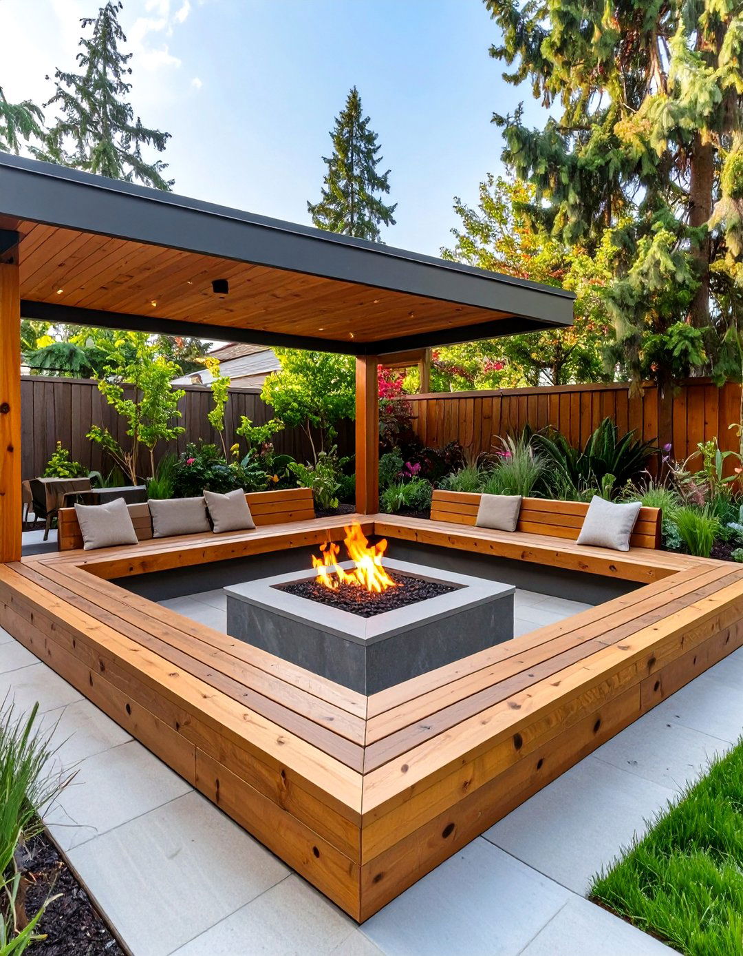 Sunken Seating Pavilion - 30 backyard pavilion ideas