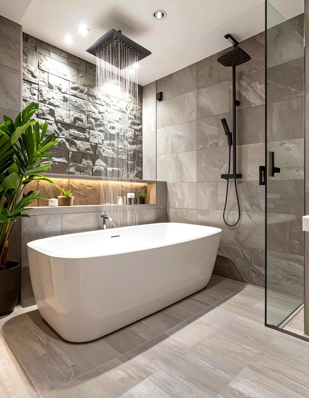 Sunken Tub and Open Shower Concept - 30 shower and tub ideas