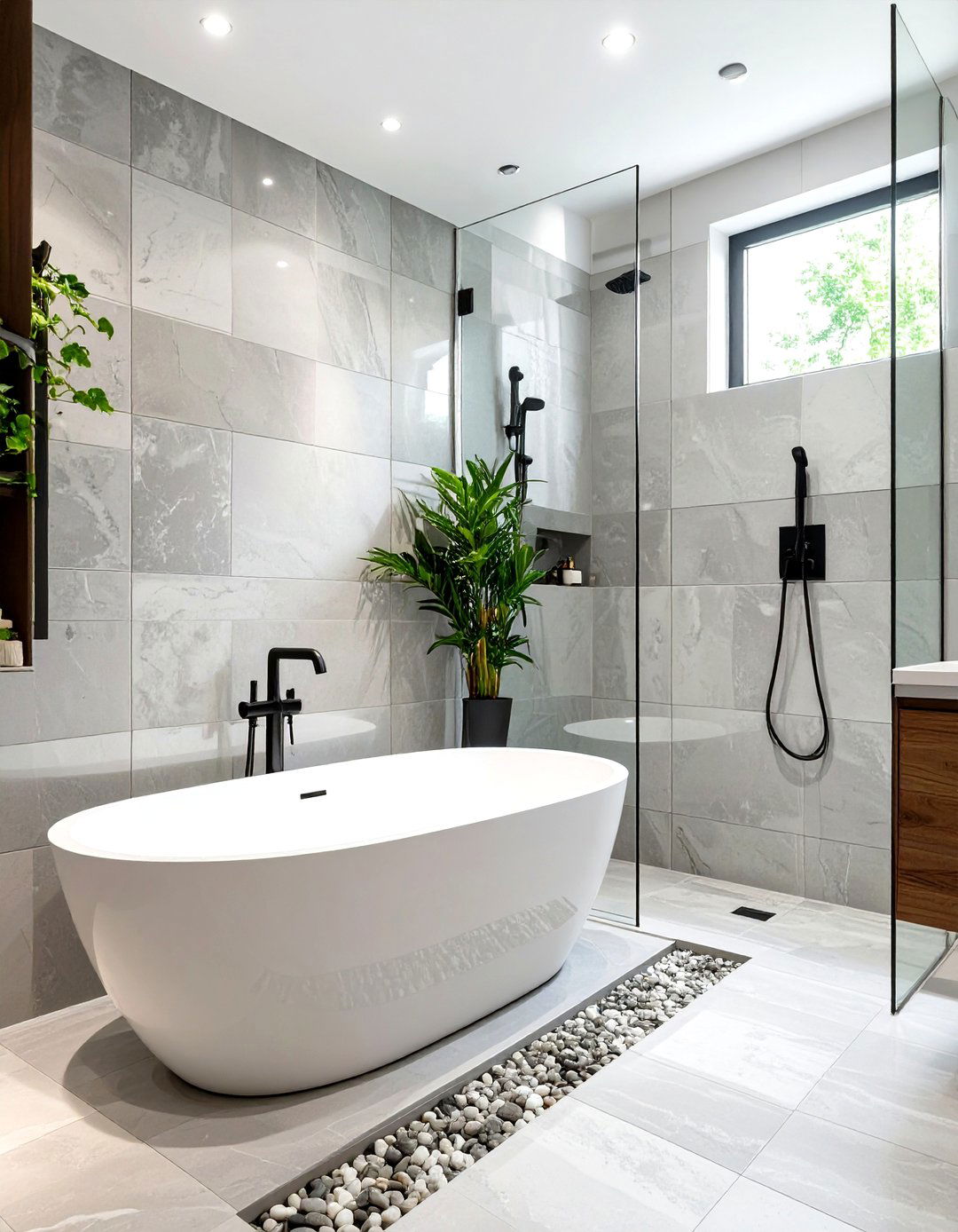 Sunken Tub in a Walk In Shower - 30 tub in shower bathroom ideas