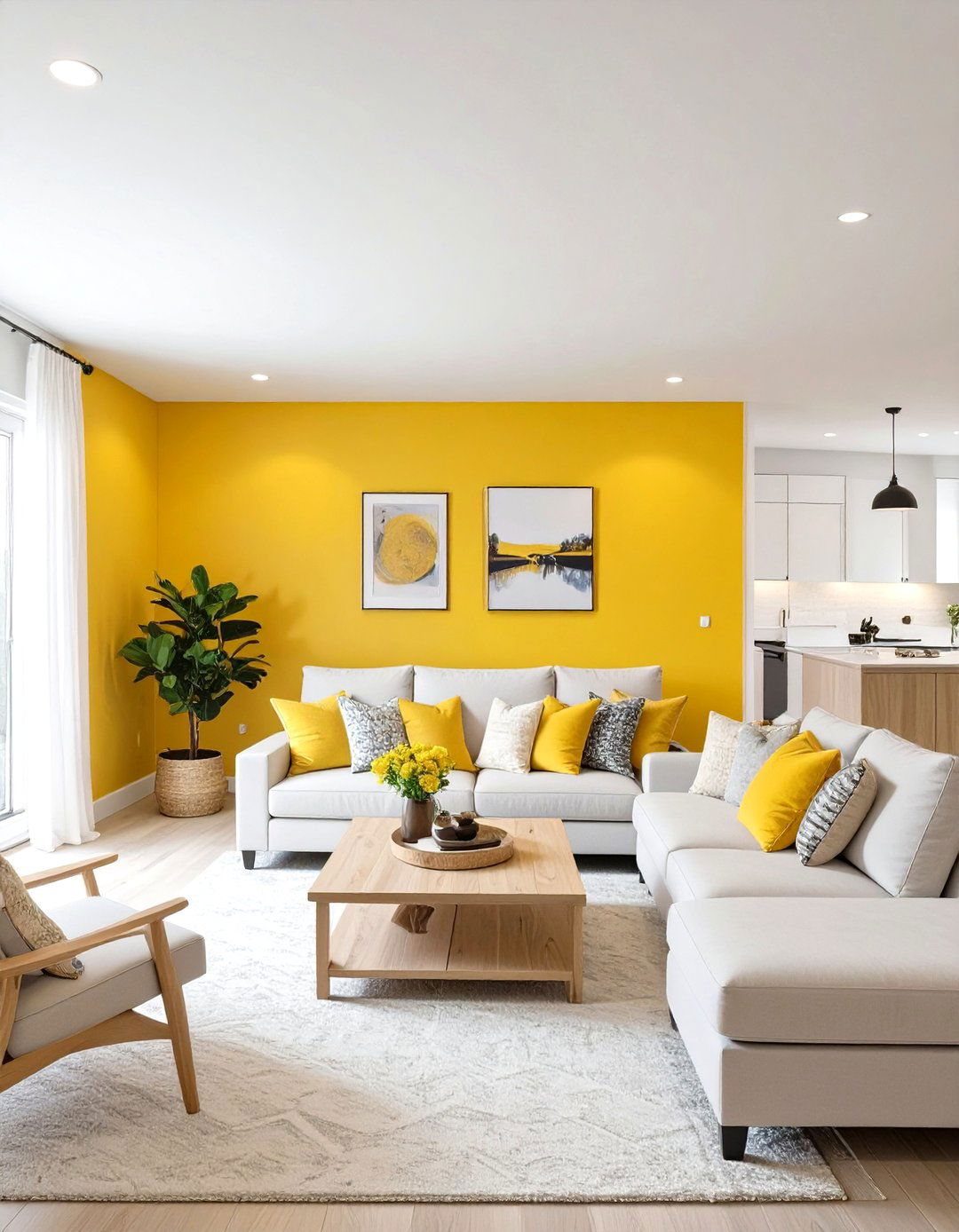 Sunny Marigold and White Basement - 30 modern basement color ideas decorating