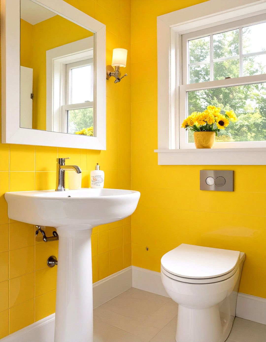 Sunny Yellow Bathroom - 30 bathroom wall paint ideas