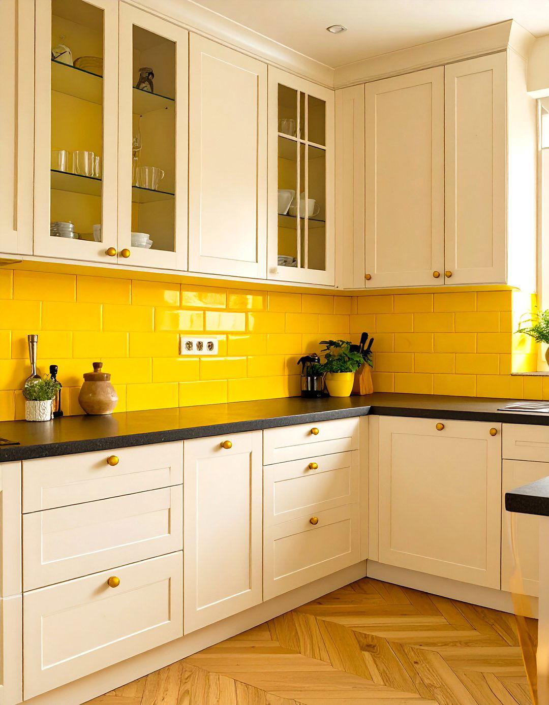 Sunny Yellow Subway Tile Backsplash - 30 yellow kitchen ideas
