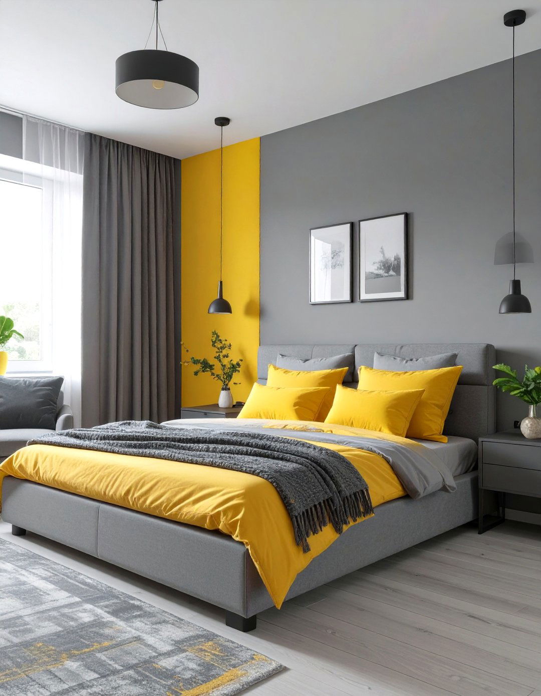 Yellow And Gray Bedroom Ideasnull