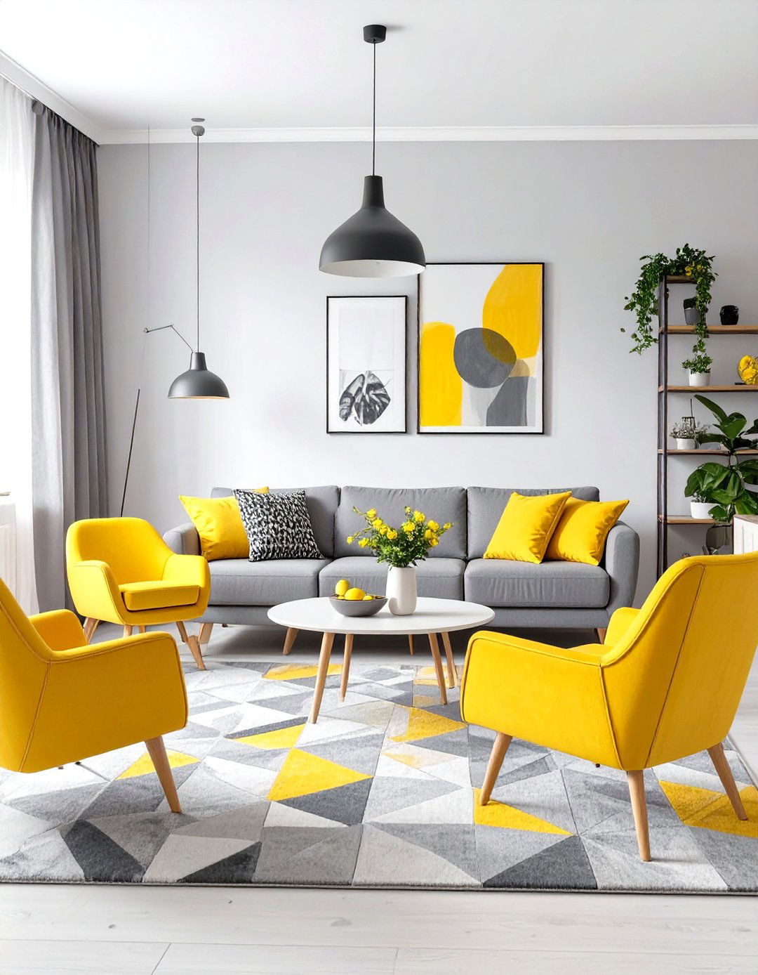 Sunny Yellow and Gray Living Room - 30 cute living room ideas