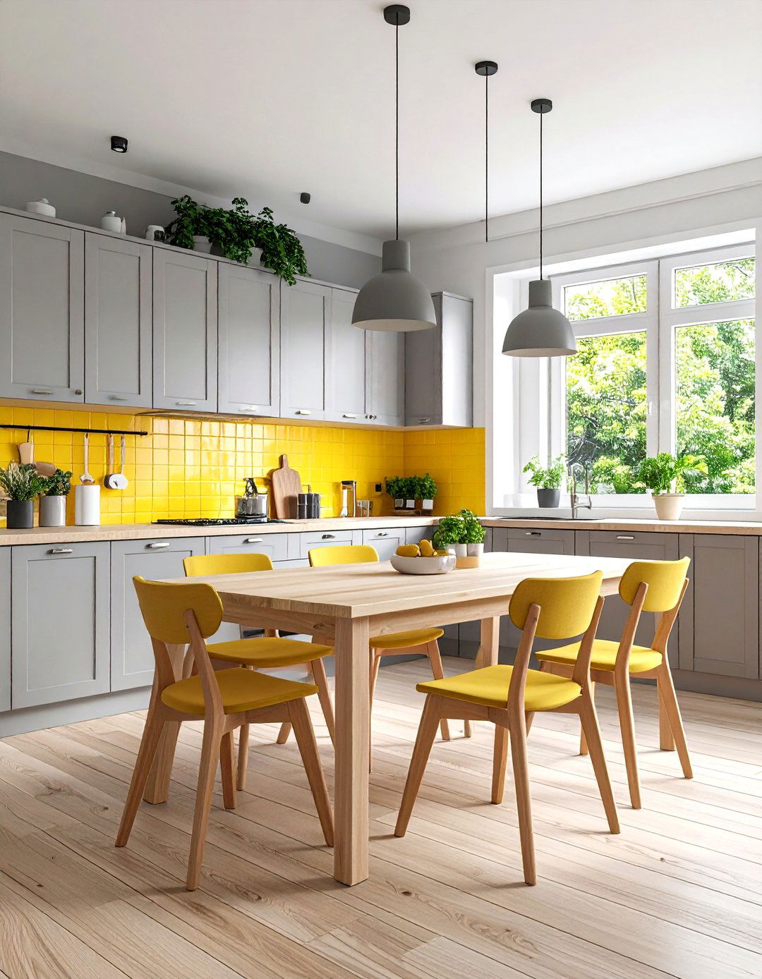 Sunny Yellow and Soft Gray - 30 interior design color palette ideas
