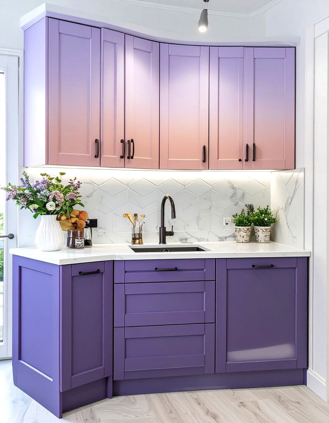 Sunset Hues on Kitchen Cabinets - 30 gradation in interior design ideas
