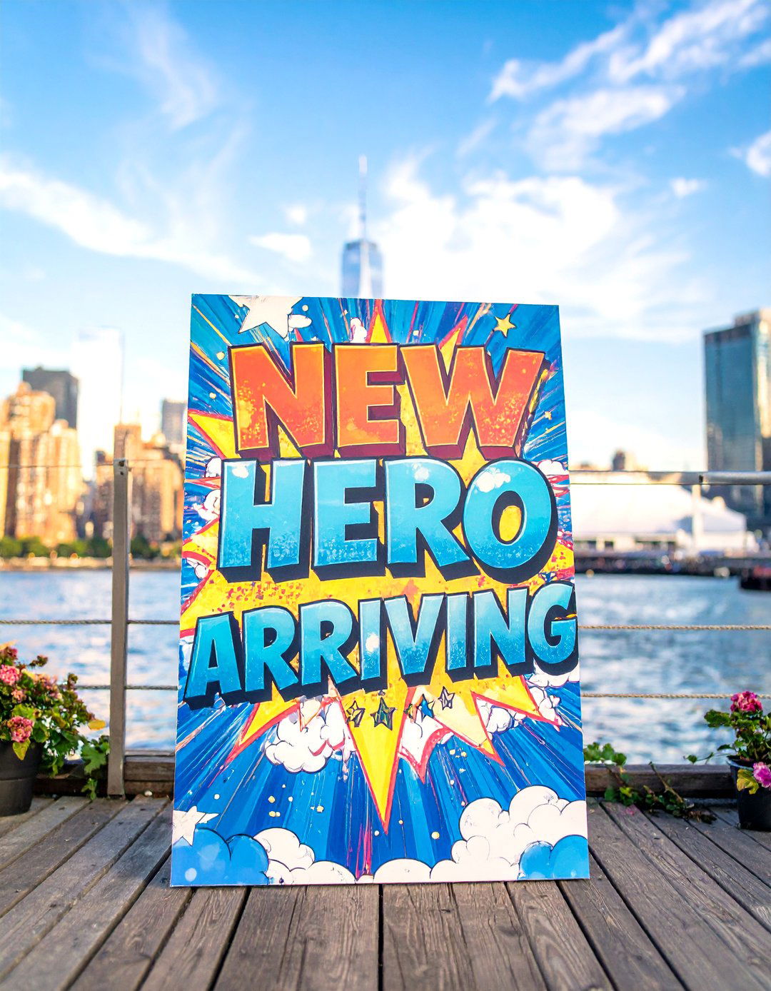 Superhero New Hero Arriving Sign - 30 baby shower sign ideas