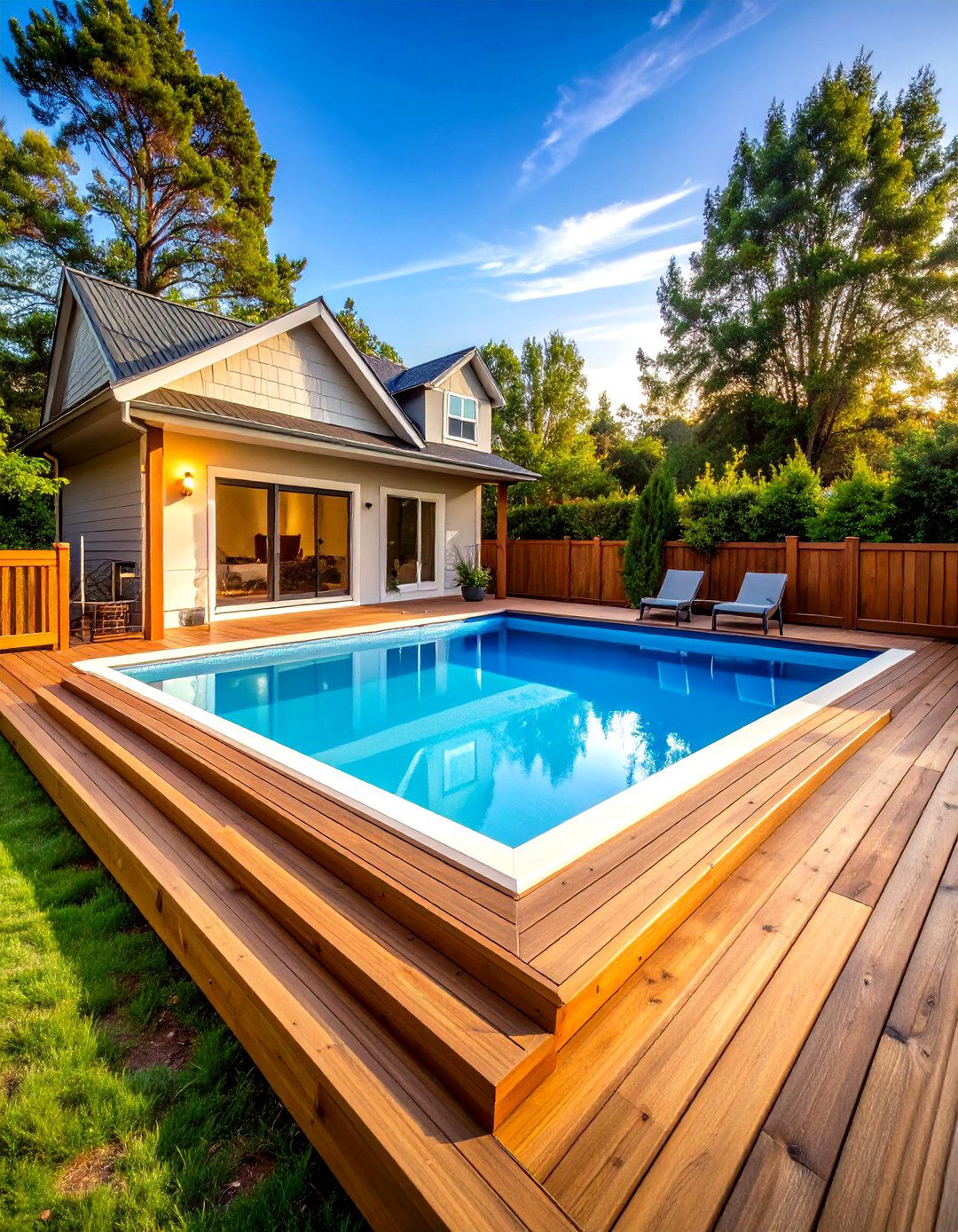 Surrounding Deck for an Above Ground Pool - 30 pool deck ideas