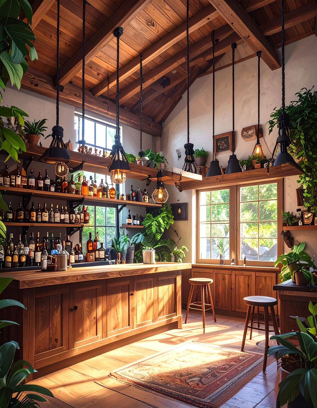 Suspended Hanging Shelf Man Cave Bar - 30 small man cave bar ideas