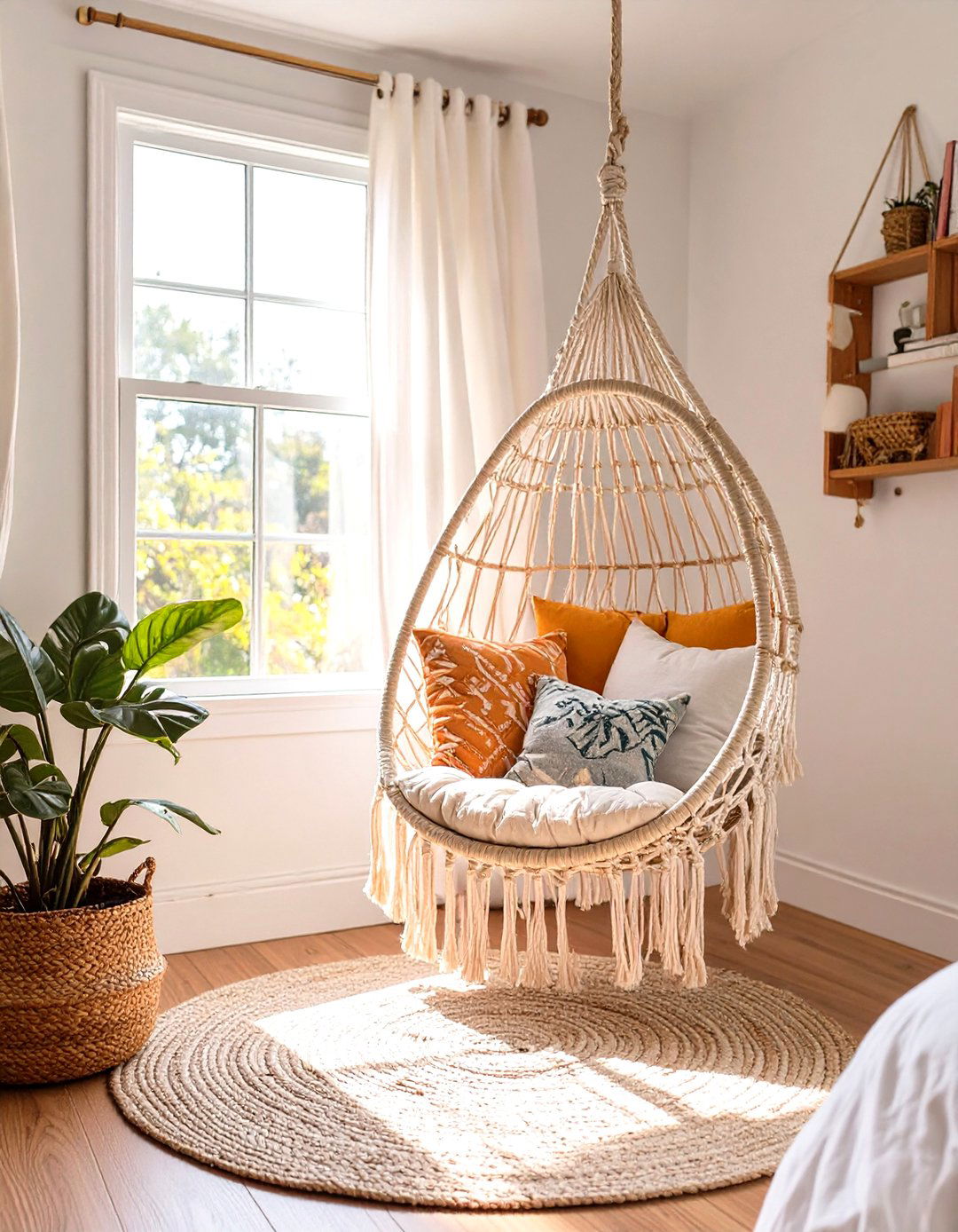 Suspended Swing Chair for a Cozy Corner - 30 teenage girl room ideas