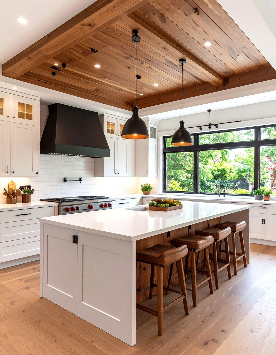 Suspended Wood Slat Kitchen Ceiling - 30 kitchen ceiling ideas