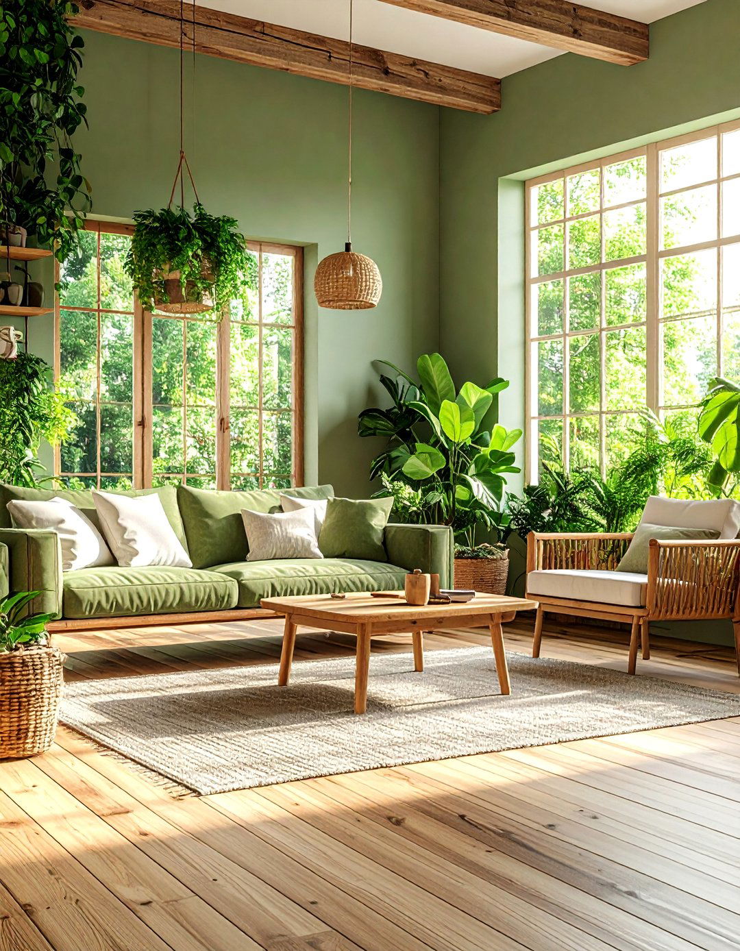 Sustainable Green Living Room - 30 3d rendering interior design ideas