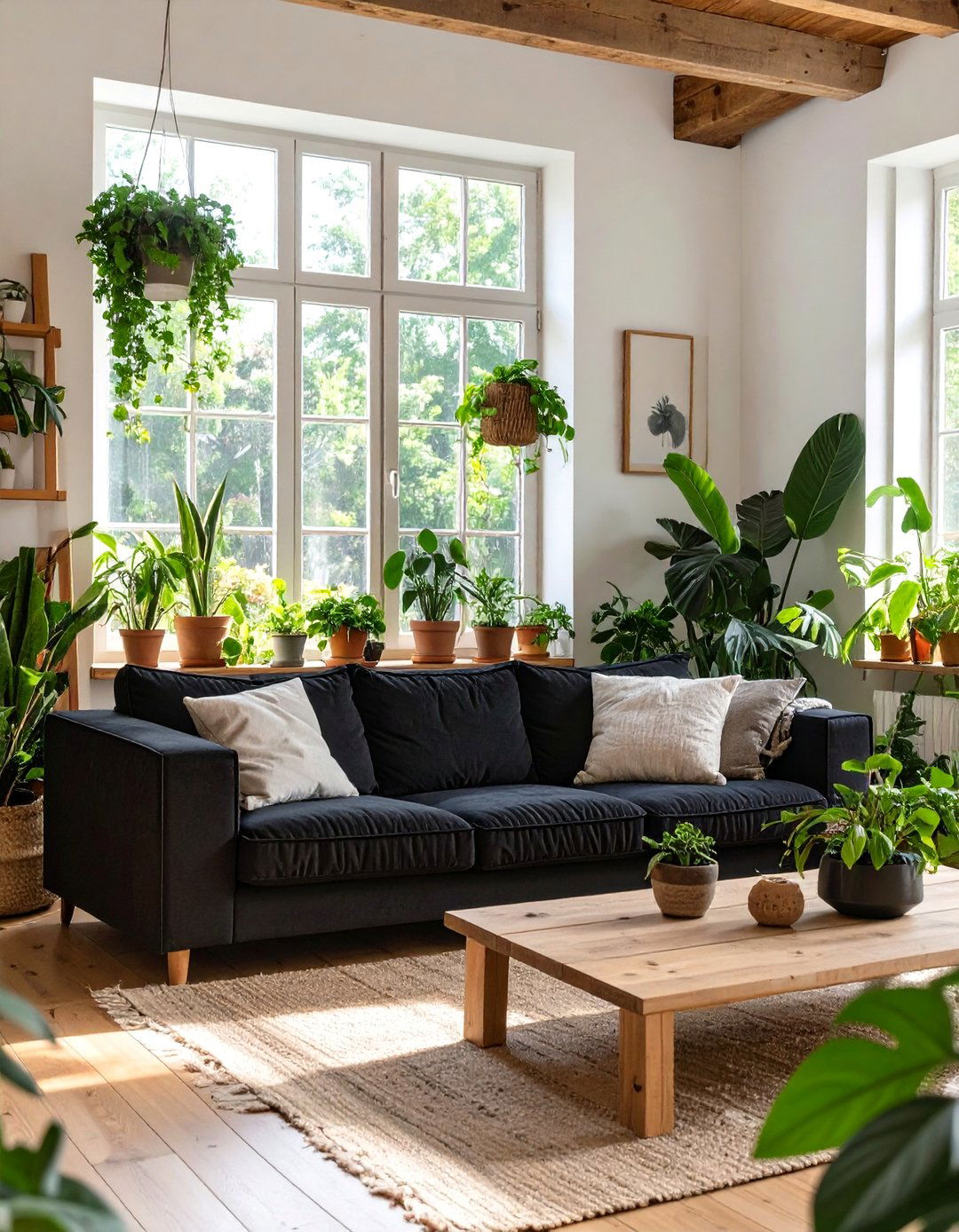 Sustainable and Green Living Room - 30 black couch living room ideas