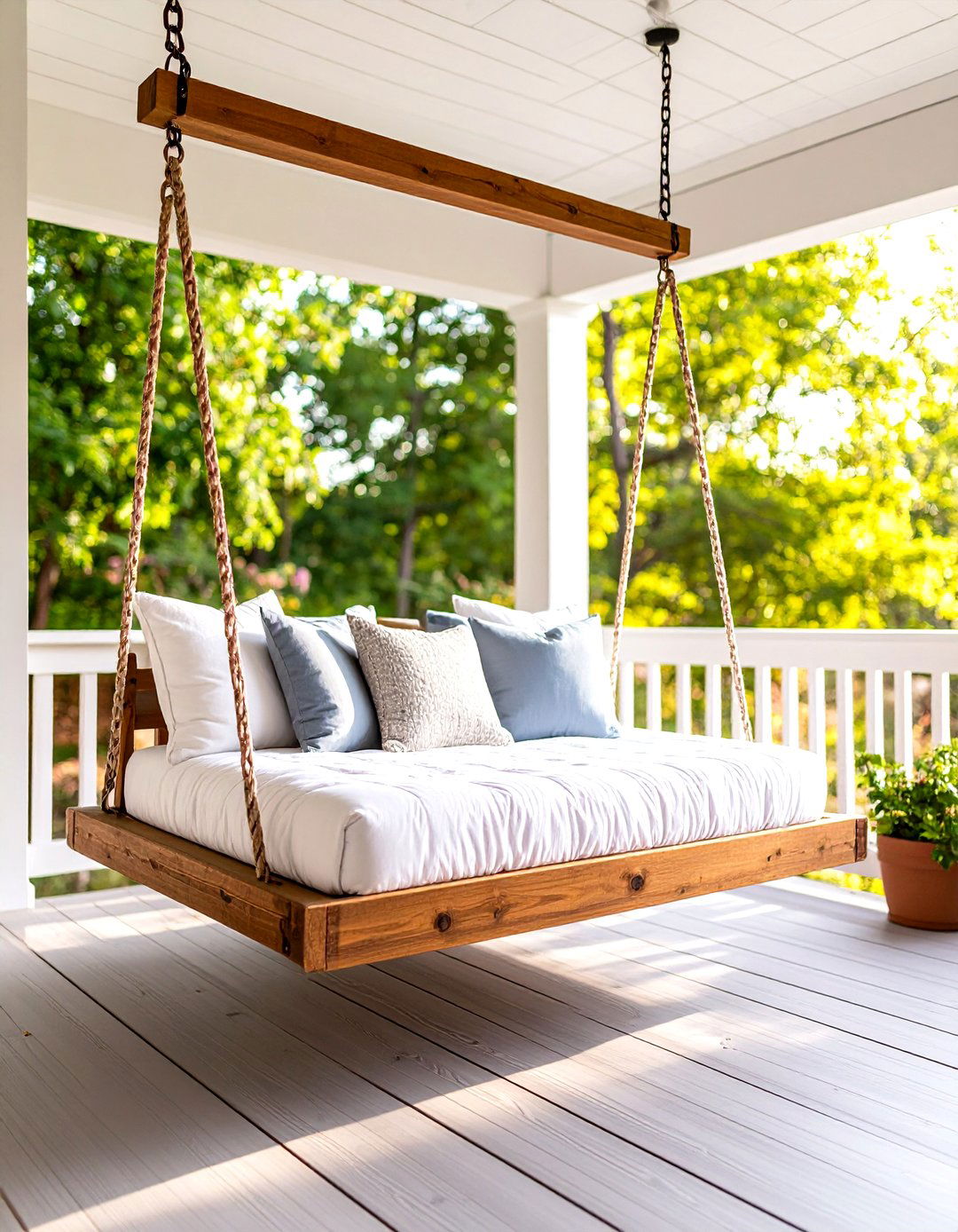 Swing Bed Porch Nook - 30 enclosed porch ideas on a budget