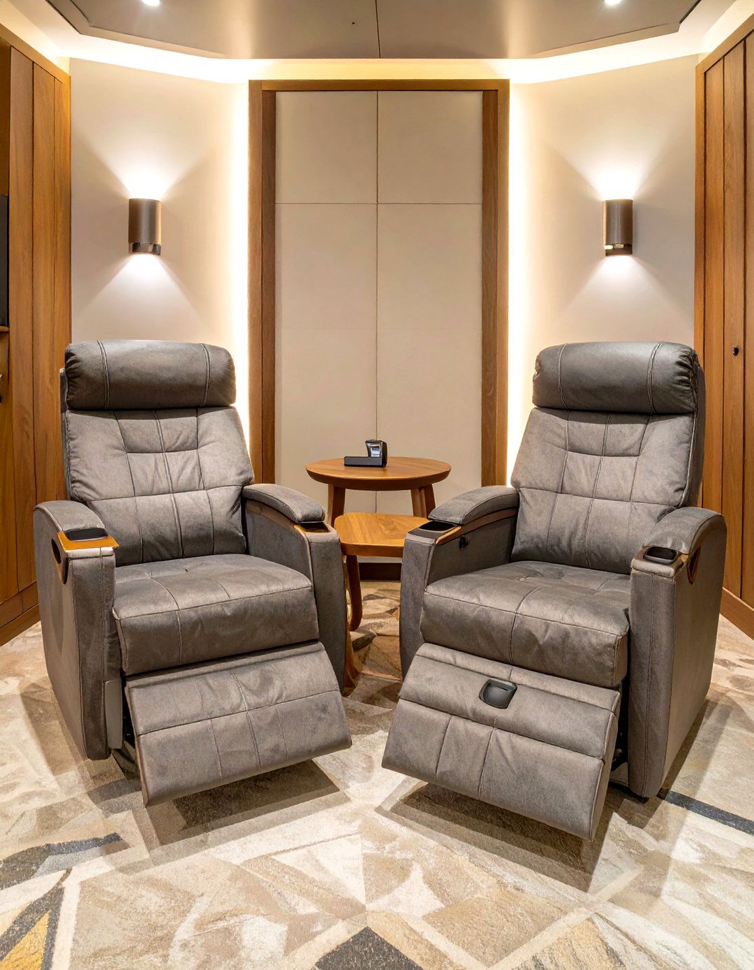 Swivel Glider Accent Chairs - 30 small home theater seating ideas