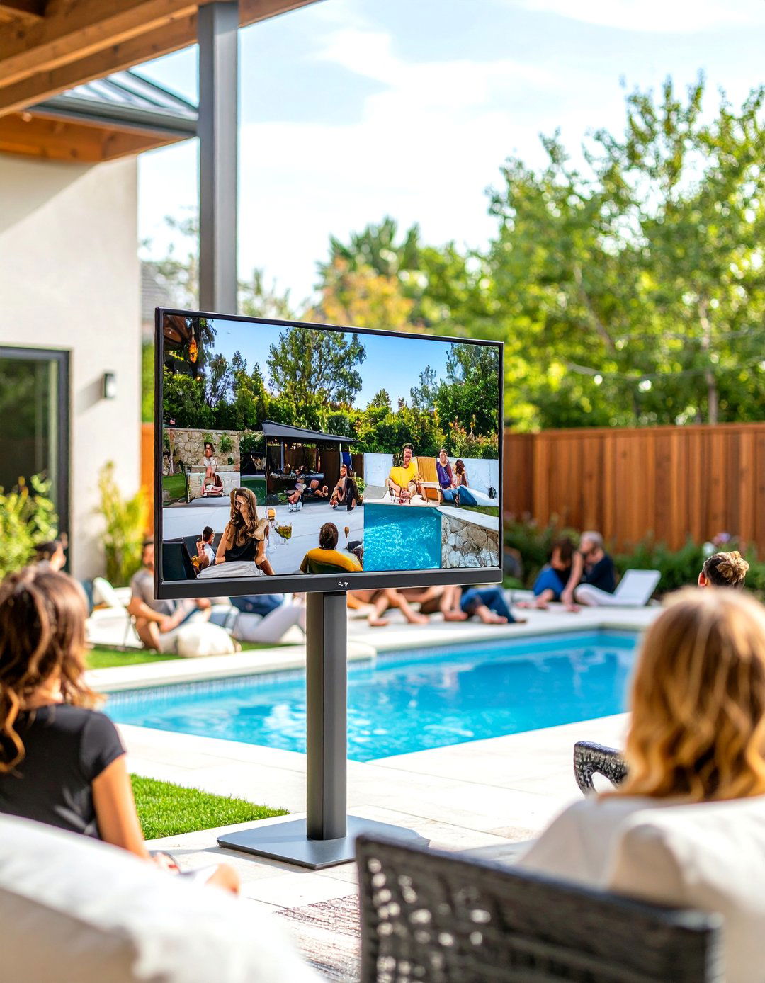Swiveling Pole Outdoor TV Mount - 30 outdoor tv mount ideas