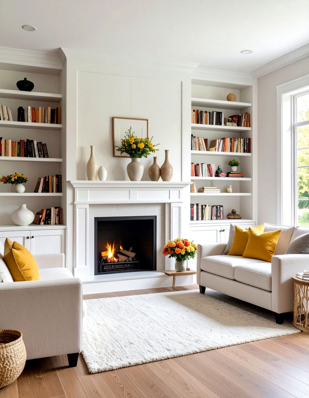 Symmetrical Alcove Shelving and Cabinets - 30 living room storage ideas