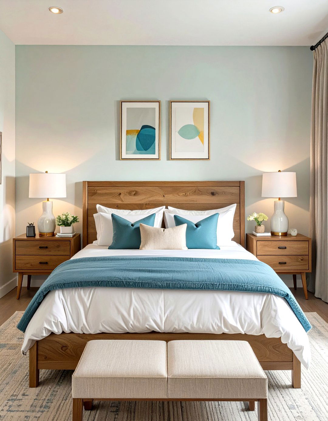 Symmetrical Bedside Table Arrangement - 30 simple bedroom ideas