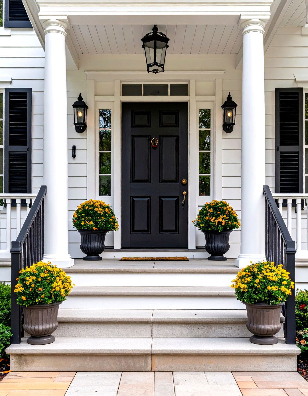 Symmetrical Colonial Front Porch - 30 front door porch ideas