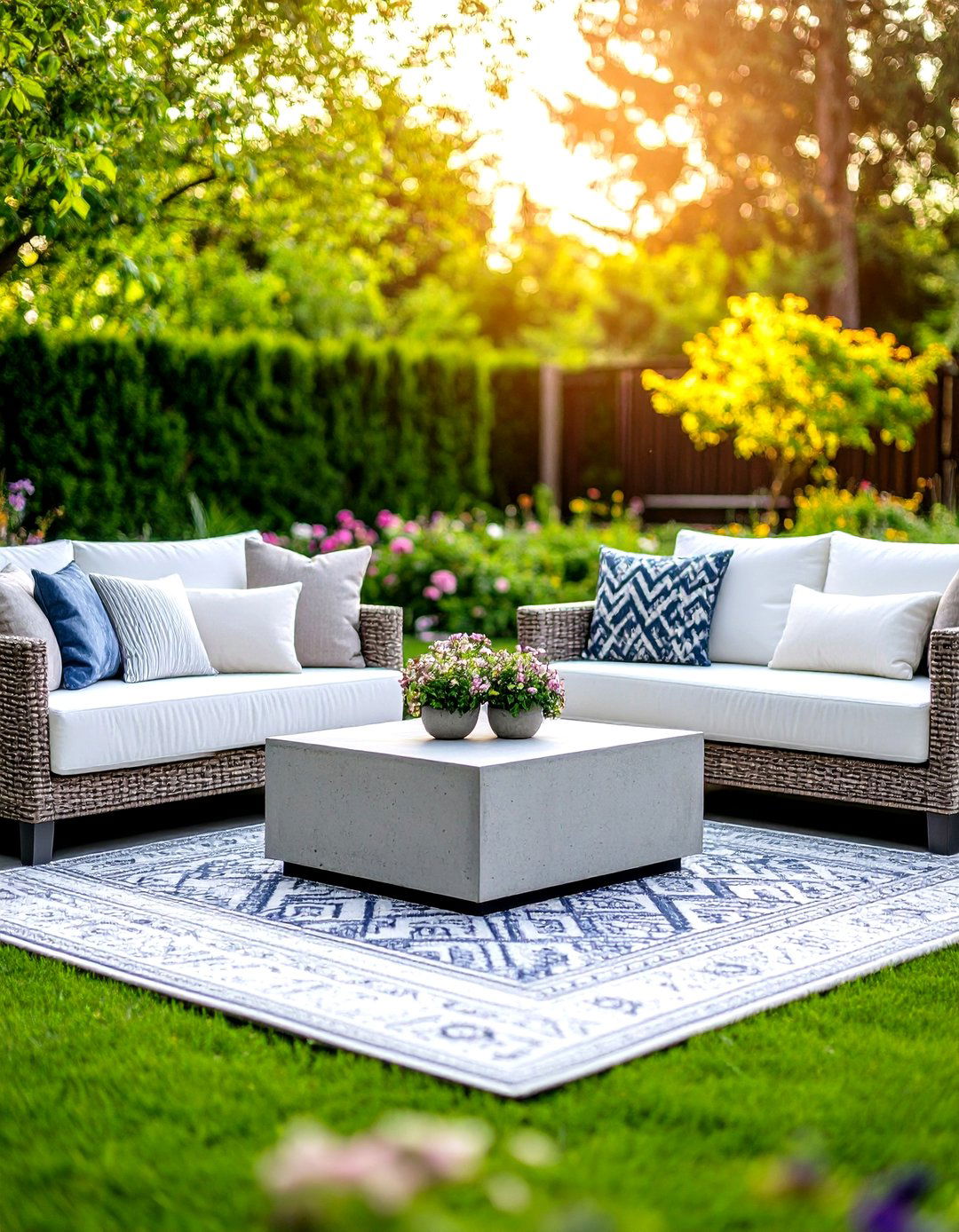 Symmetrical Conversation Patio Layout - 30 patio layout ideas