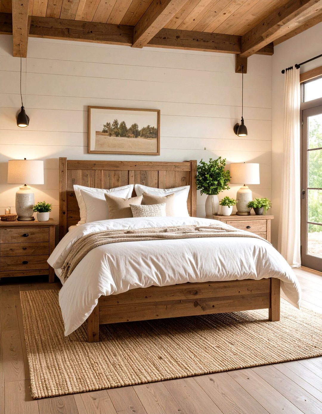 Symmetrical Farmhouse Bedroom Layout - 30 farmhouse bedroom decor ideas