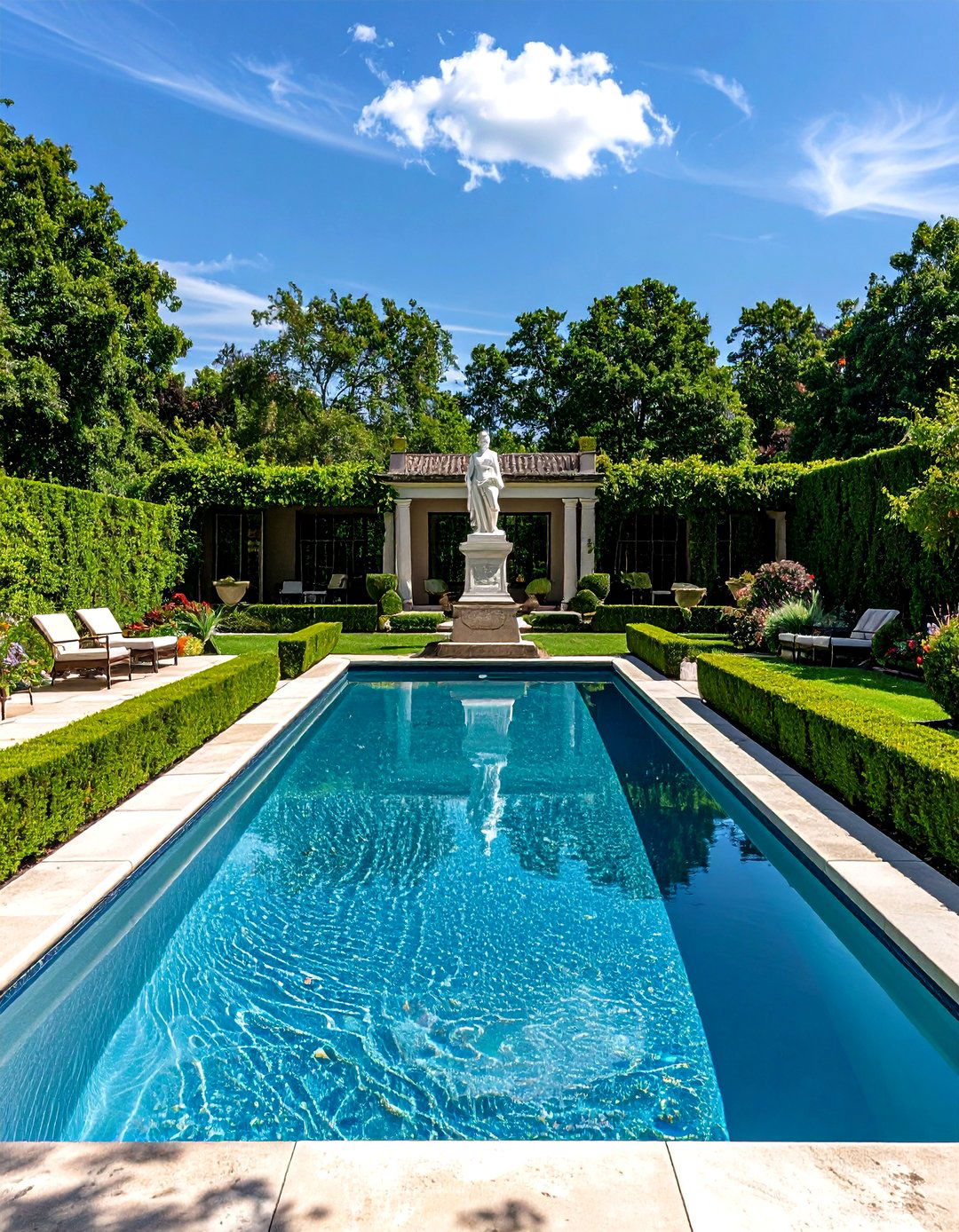Symmetrical Formal Garden Design - 30 pool landscape ideas