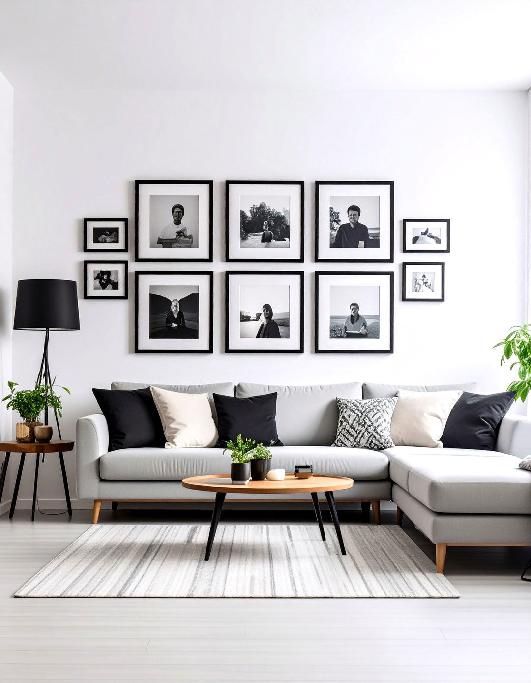 Symmetrical Grid Living Room Photo Wall - 30 living room photo wall ideas