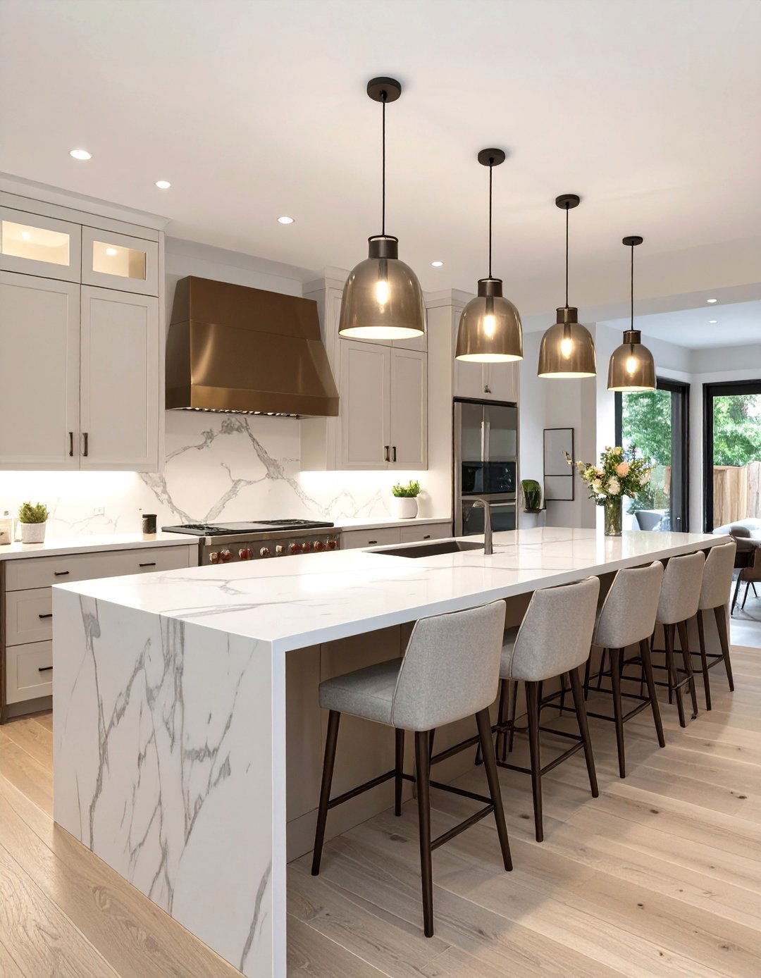 Symmetrical Kitchen Island with Seating - 30 balance interior design ideas