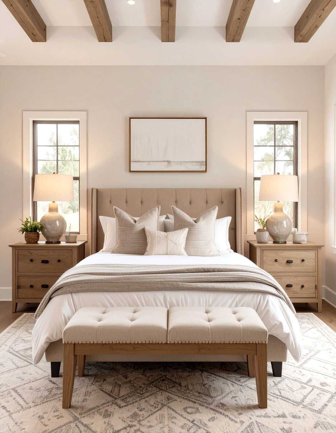 Symmetrical Layout and Design - 30 modern farmhouse bedroom ideas