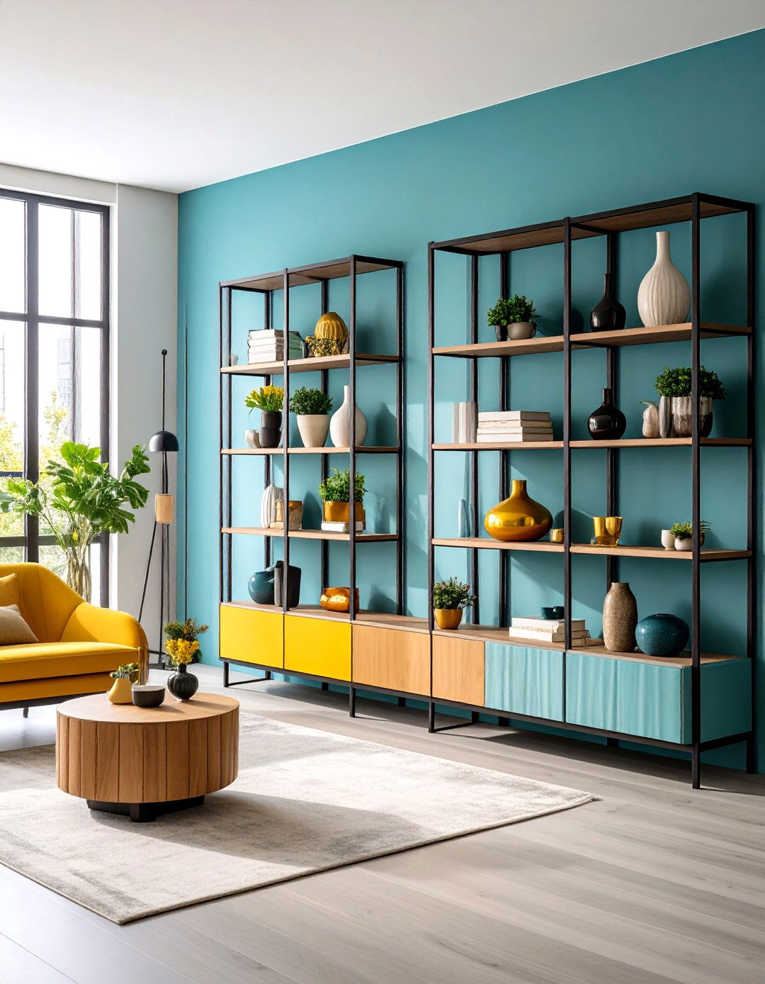 Symmetrical Living Room Shelf Styling - 30 living room wall shelf decor ideas