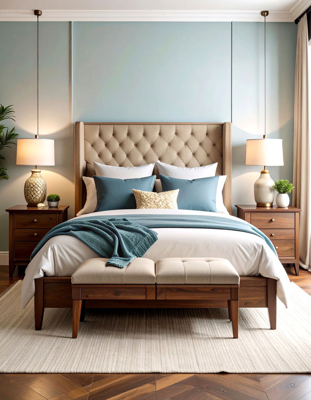 Symmetrical Nightstands and Lamps - 30 pottery barn bedroom ideas