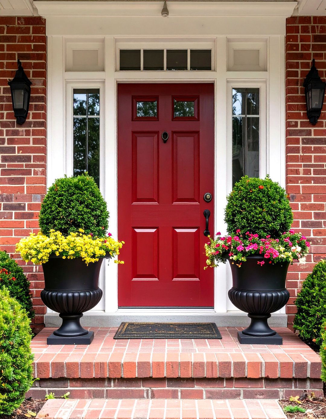 Symmetrical Planters Flanking the Door - 30 porch decor ideas