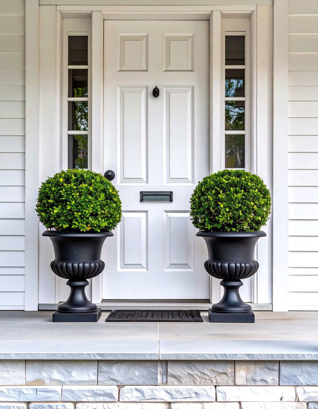 Symmetrical Planters for Small Porch Entryway - 30 small porch decorating ideas