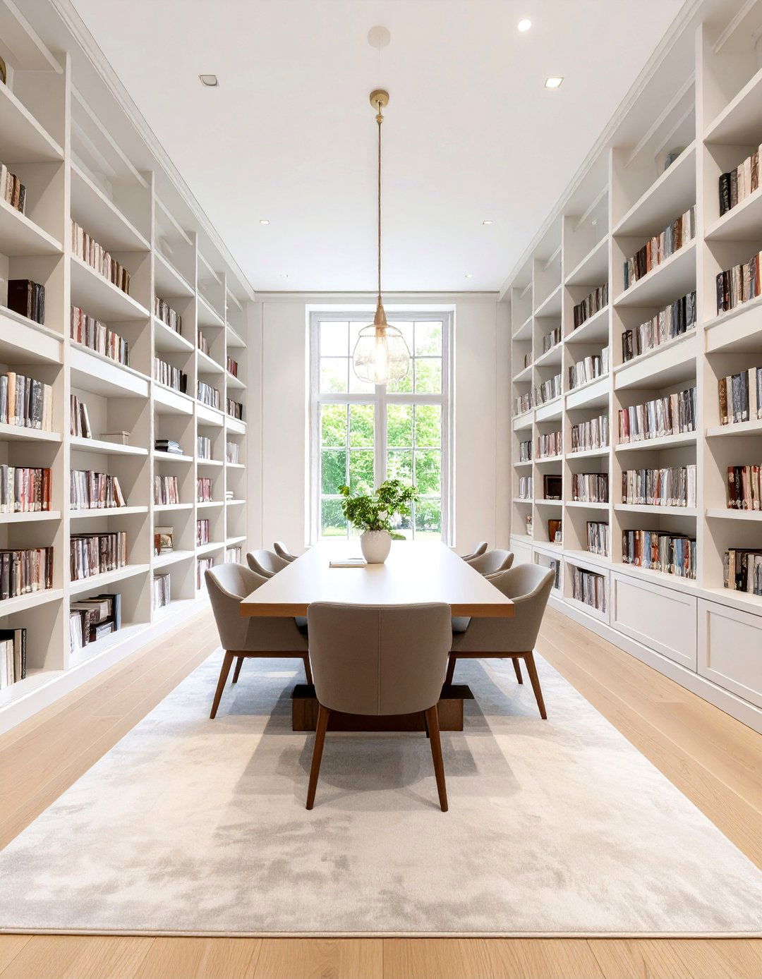 Symmetrical Shelving in a Home Library - 30 balance interior design ideas