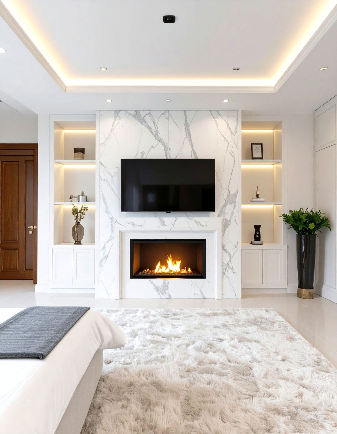 TV Above a Bedroom Fireplace - 30 tv in bedroom ideas
