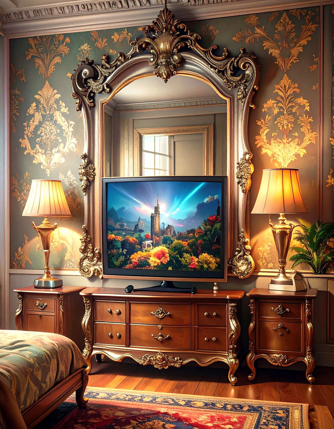 TV Concealed Behind Two Way Mirror - 30 tv in bedroom ideas
