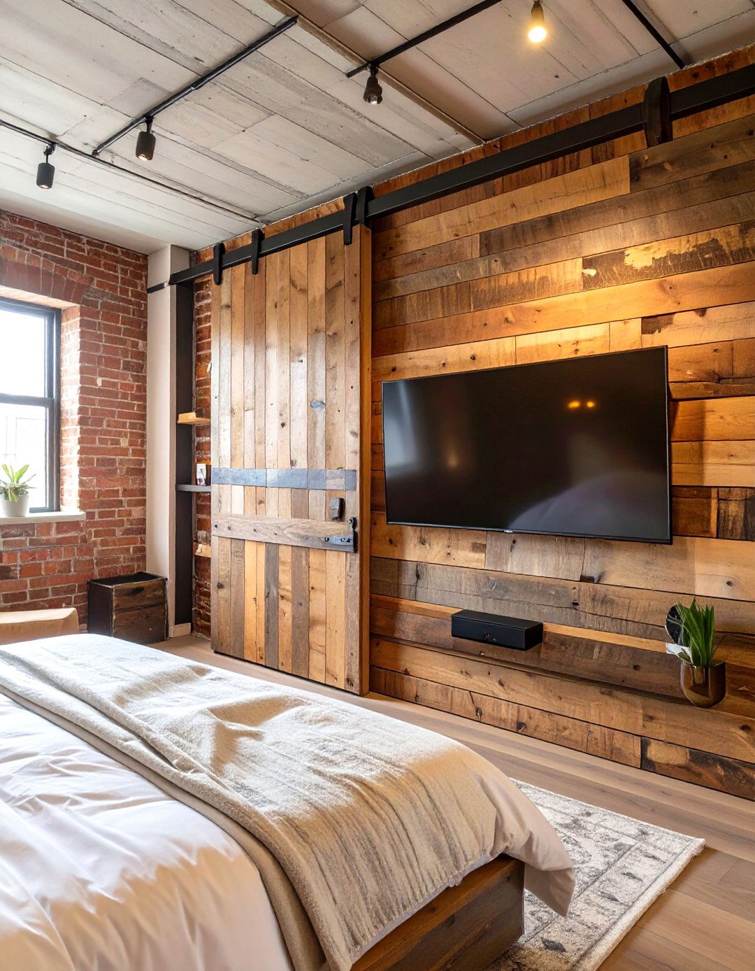 TV Concealed Behind a Sliding Panel - 30 tv in bedroom ideas