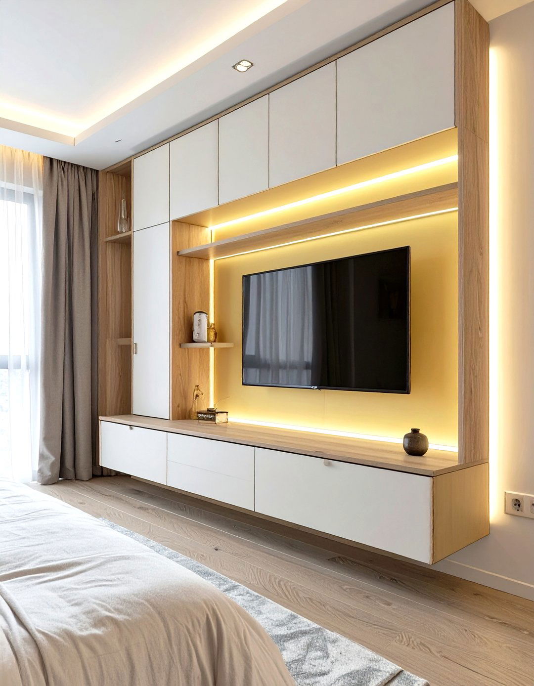 TV Concealed by Cabinet Doors - 30 tv in bedroom ideas