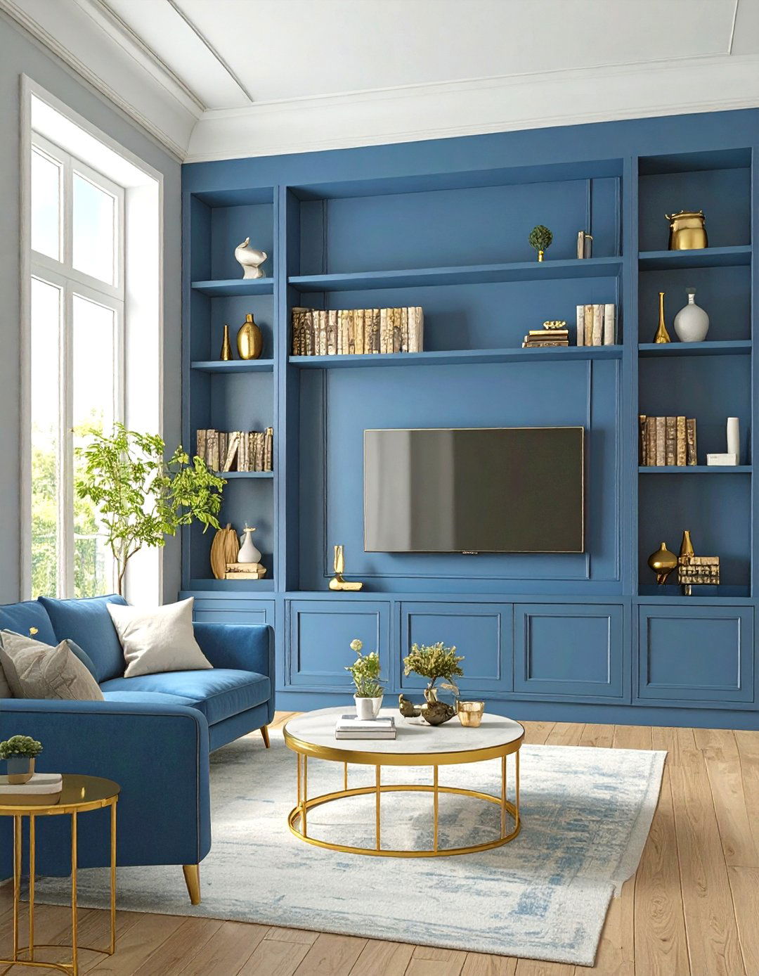 TV Framed with Built In Shelving - 30 simple small living room ideas with tv