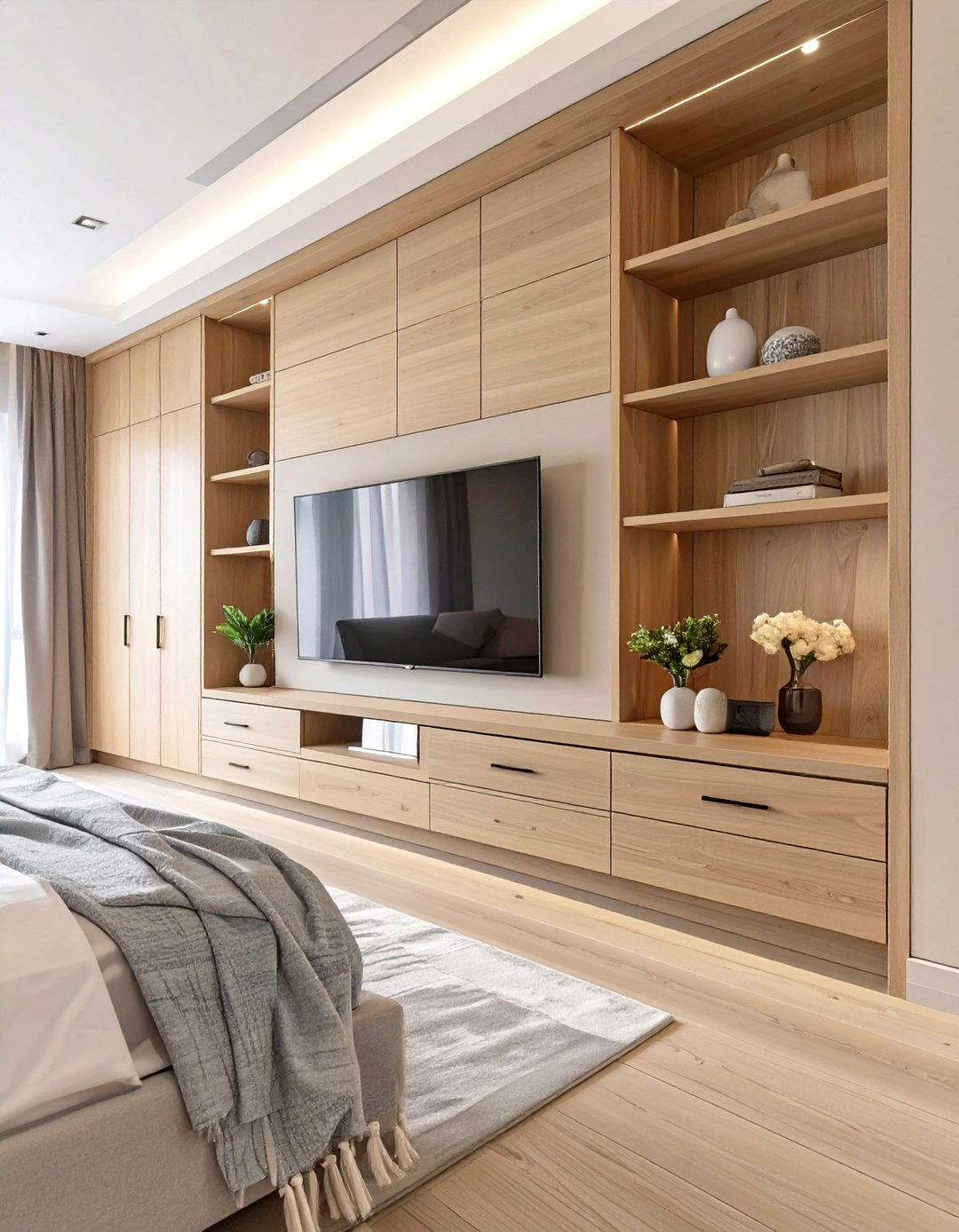 TV Inside a Custom Built In Unit - 30 tv in bedroom ideas