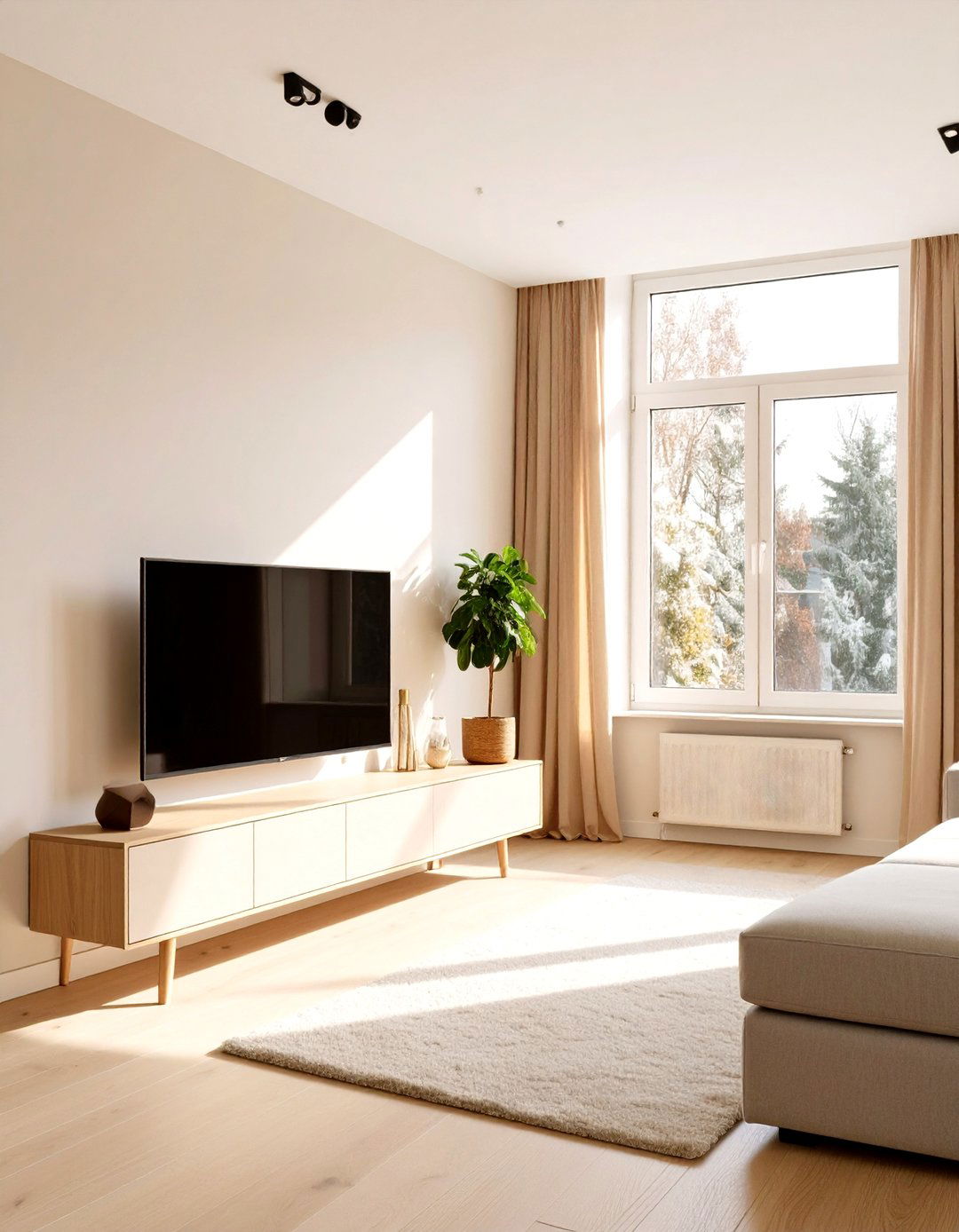 TV Placed Beside a Window Not Opposite - 30 simple small living room ideas with tv