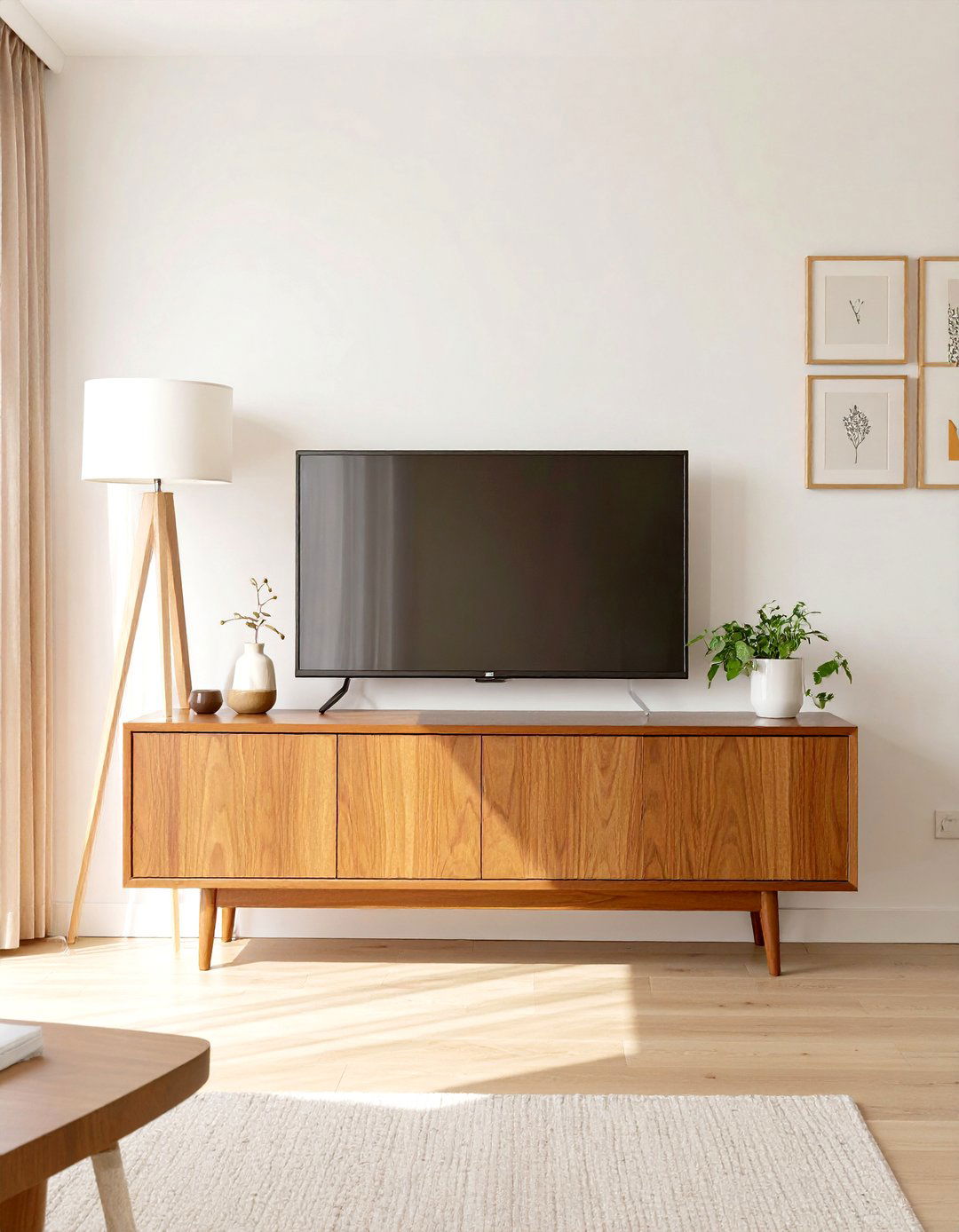 TV Placed on a Media Credenza - 30 simple small living room ideas with tv